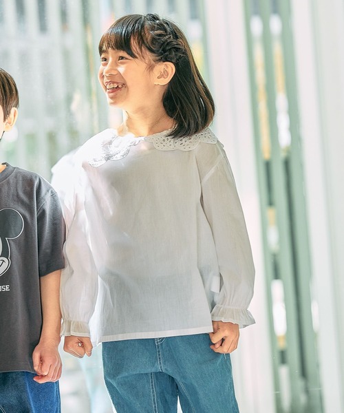 FOUND GOOD（ファウンドグッド）の「G/スカラップブラウス（シャツ/ブラウス・キッズ・ホワイト系5/ブラック・140cm/130cm/150cm/120cm）」の5枚目の写真