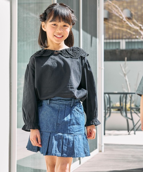 FOUND GOOD（ファウンドグッド）の「G/スカラップブラウス（シャツ/ブラウス・キッズ・ホワイト系5/ブラック・140cm/130cm/150cm/120cm）」の6枚目の写真