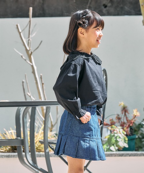 FOUND GOOD（ファウンドグッド）の「G/スカラップブラウス（シャツ/ブラウス・キッズ・ホワイト系5/ブラック・140cm/130cm/150cm/120cm）」の7枚目の写真