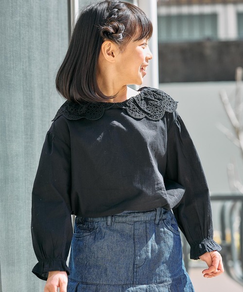 FOUND GOOD（ファウンドグッド）の「G/スカラップブラウス（シャツ/ブラウス・キッズ・ホワイト系5/ブラック・140cm/130cm/150cm/120cm）」の8枚目の写真