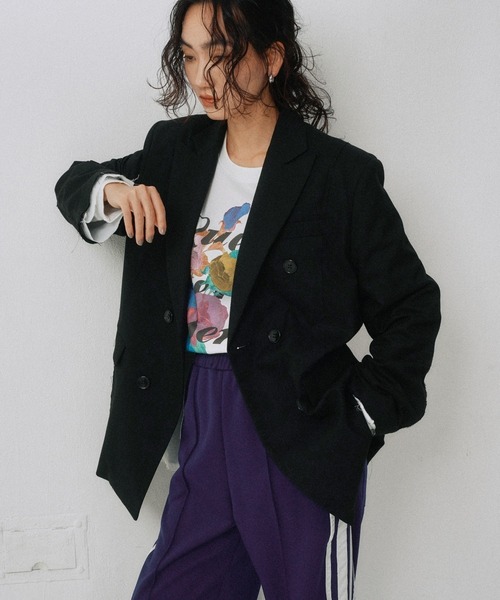 YOOU(ユー)の「カットアウトジャケット/デザインカット仕様 × オーバーシルエット(テーラードジャケット・レディース・ベージュ/ブラック/グレー・FREE)」の9枚目の写真