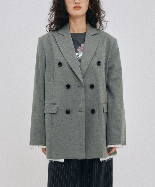 YOOU(ユー)の「カットアウトジャケット/デザインカット仕様 × オーバーシルエット(テーラードジャケット・レディース・ベージュ/ブラック/グレー・FREE)」の16枚目の写真
