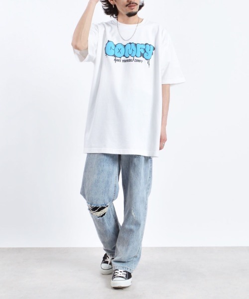 MODISH GAZE(モディシュガゼ)の「【MODISH GAZE】COMFYグラフィックプリントTシャツ(CP)(Tシャツ/カットソー・レディース・ブラック/ホワイト・L/XL/M)」の5枚目の写真