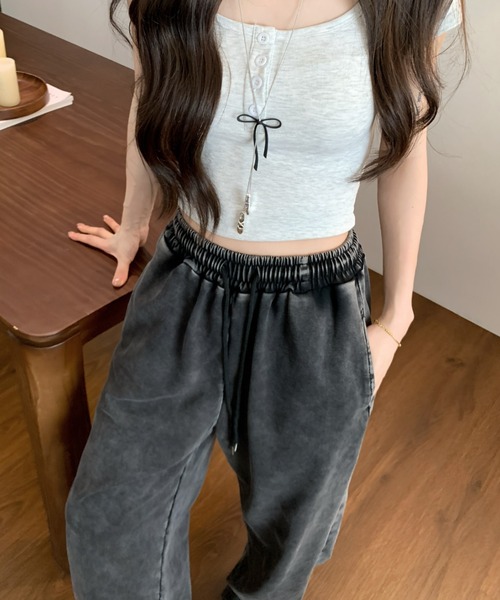 DEVICE(デバイス)の「韓国 古着風 ピグメント ワイド スウェット トレーナー イージー ルーズ スウェット パンツ(スウェットパンツ・メンズ・ブラック・FREE)」の20枚目の写真