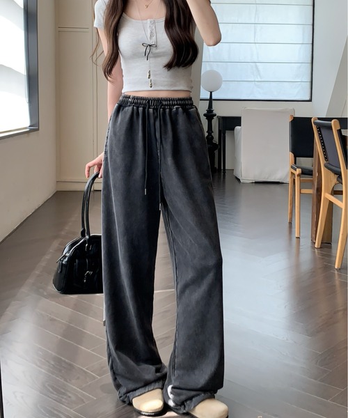 DEVICE(デバイス)の「韓国 古着風 ピグメント ワイド スウェット トレーナー イージー ルーズ スウェット パンツ(スウェットパンツ・メンズ・ブラック・FREE)」の14枚目の写真
