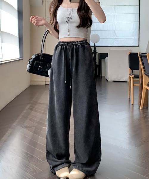 DEVICE(デバイス)の「韓国 古着風 ピグメント ワイド スウェット トレーナー イージー ルーズ スウェット パンツ(スウェットパンツ・メンズ・ブラック・FREE)」の15枚目の写真