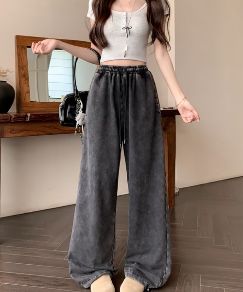 DEVICE(デバイス)の「韓国 古着風 ピグメント ワイド スウェット トレーナー イージー ルーズ スウェット パンツ(スウェットパンツ・メンズ・ブラック・FREE)」の18枚目の写真