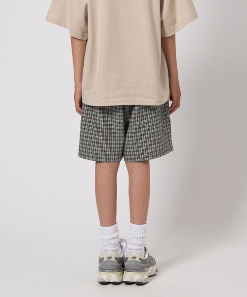 【THISISNEVERTHAT】ベルト付きチェックショートグリーン セール】チェック ビッグポケット ショートパンツ / キッズ
