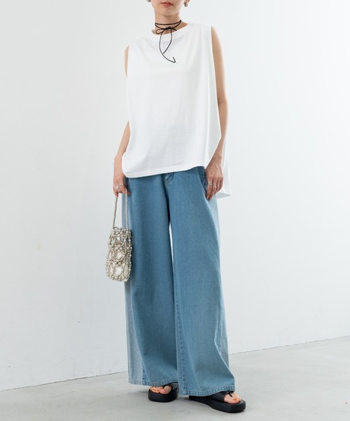 refinedworks(リファインドワークス)の「【TROISSIX by refinedworks】すっきり みえる ノースリーブ トップス(Tシャツ/カットソー・レディース・ブラック/チャコールグレー/ホワイト・FREE)」の9枚目の写真