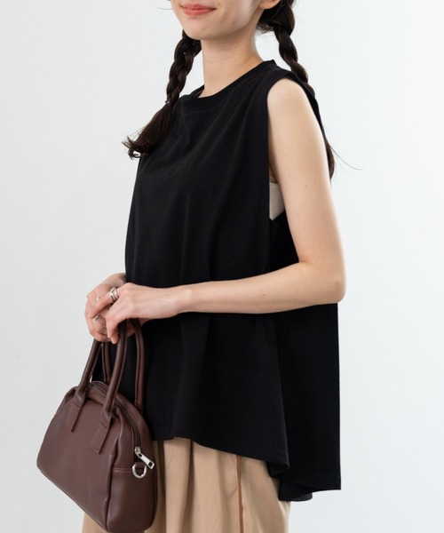 refinedworks(リファインドワークス)の「【TROISSIX by refinedworks】すっきり みえる ノースリーブ トップス(Tシャツ/カットソー・レディース・ブラック/チャコールグレー/ホワイト・FREE)」の22枚目の写真