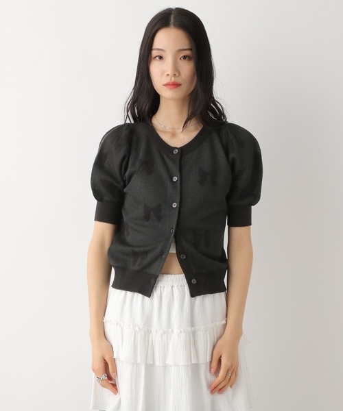 Heather（ヘザー）の「リボンジャガードカーディガン　452822（カーディガン/ボレロ・レディース・ブラック/レッド/オフホワイト・FREE）」の2枚目の写真