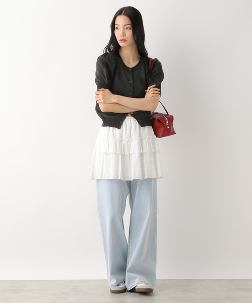 Heather（ヘザー）の「リボンジャガードカーディガン　452822（カーディガン/ボレロ・レディース・ブラック/レッド/オフホワイト・FREE）」の9枚目の写真