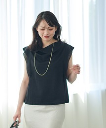 12Twelve Agenda（トゥエルブ　アジェンダ）の「ドレープネック袖シフォンラメカットソープルオーバー（Tシャツ/カットソー）」