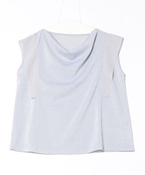 12Twelve Agenda（トゥエルブ　アジェンダ）の「ドレープネック袖シフォンラメカットソープルオーバー（Tシャツ/カットソー・レディース・シルバー/ブラック・M）」の8枚目の写真