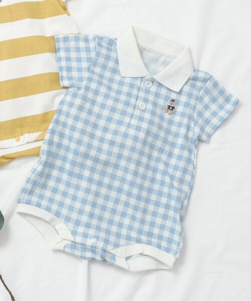 apres les cours（アプレレクール）の「ポロシャツ風ベビーボディースーツ（ロンパース・キッズ・その他2/チェック・80/70）」の2枚目の写真