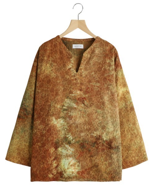 BALLAST ARK（バラストアーク）の「BALLAST ARK / バラストアーク：UNEVEN DYEING FLOWER JACQUARD SHIRT：BA11-SH01[AST]（シャツ/ブラウス・メンズ・ネイビー/オレンジ・M/L）」の2枚目の写真