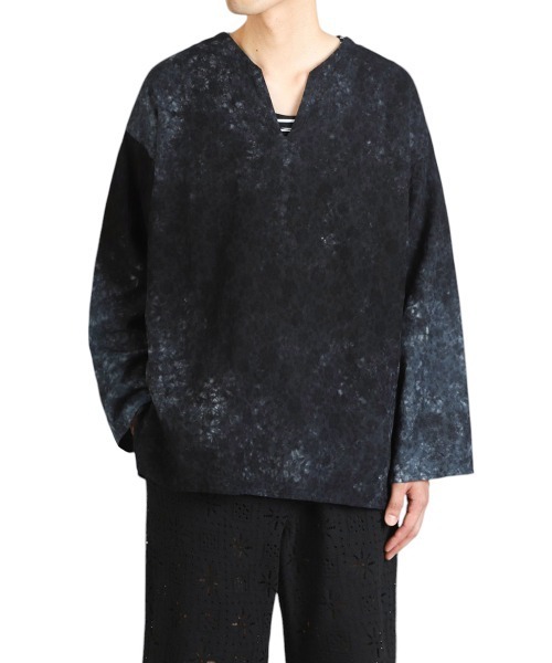 BALLAST ARK（バラストアーク）の「BALLAST ARK / バラストアーク：UNEVEN DYEING FLOWER JACQUARD SHIRT：BA11-SH01[AST]（シャツ/ブラウス・メンズ・ネイビー/オレンジ・M/L）」の9枚目の写真