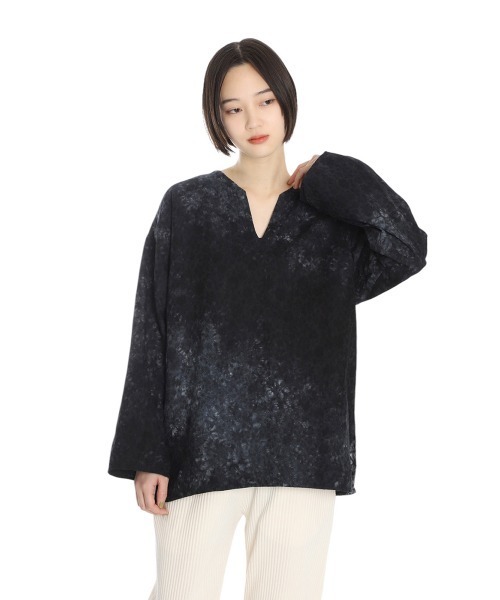 BALLAST ARK（バラストアーク）の「BALLAST ARK / バラストアーク：UNEVEN DYEING FLOWER JACQUARD SHIRT：BA11-SH01[AST]（シャツ/ブラウス・メンズ・ネイビー/オレンジ・M/L）」の13枚目の写真