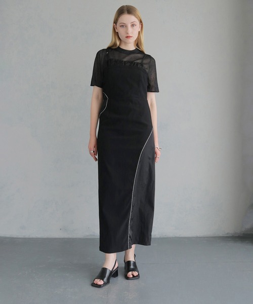 &g'aime（アンジェム）の「【&g'aime】カーブシームドレス　Curved Seam Dress（ワンピース・レディース・チャコールグレー/ブラック・FREE）」の3枚目の写真