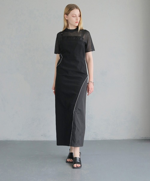 &g'aime（アンジェム）の「【&g'aime】カーブシームドレス　Curved Seam Dress（ワンピース・レディース・チャコールグレー/ブラック・FREE）」の4枚目の写真