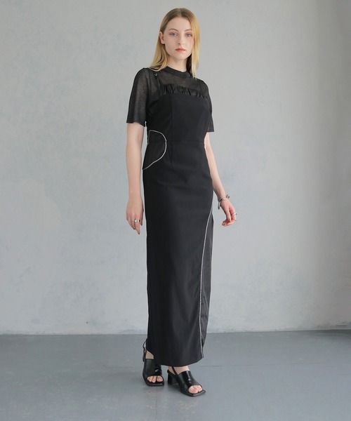 &g'aime（アンジェム）の「【&g'aime】カーブシームドレス　Curved Seam Dress（ワンピース・レディース・チャコールグレー/ブラック・FREE）」の5枚目の写真