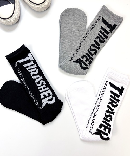 THRASHER(スラッシャー)の「【THRASHER】スラッシャー MAG LOGO SOCKS 3PACK SOCKS 靴下 ソックス 3足セット TH-SX206(TH-SX223)(ソックス/靴下・メンズ・ブラック/マルチ/ホワイト・FREE)」の3枚目の写真