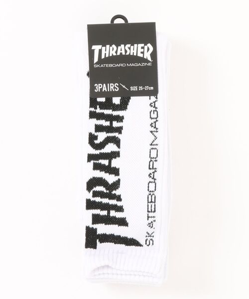 THRASHER(スラッシャー)の「【THRASHER】スラッシャー MAG LOGO SOCKS 3PACK SOCKS 靴下 ソックス 3足セット TH-SX206(TH-SX223)(ソックス/靴下・メンズ・ブラック/マルチ/ホワイト・FREE)」の8枚目の写真
