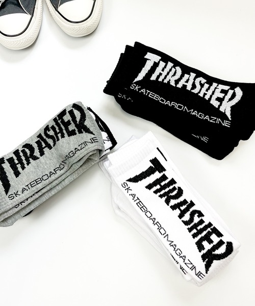 THRASHER(スラッシャー)の「【THRASHER】スラッシャー MAG LOGO SOCKS 3PACK SOCKS 靴下 ソックス 3足セット TH-SX206(TH-SX223)(ソックス/靴下・メンズ・ブラック/マルチ/ホワイト・FREE)」の7枚目の写真