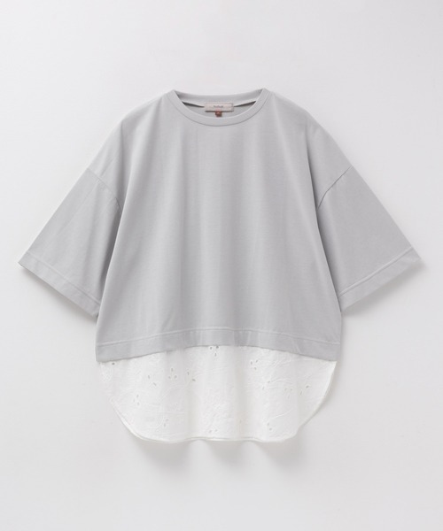 HusHusH(ハッシュアッシュ)の「HusHusH 布帛レース切替Tシャツ(Tシャツ/カットソー・レディース・グレイッシュベージュ/ブラック/ホワイト・M/L)」の16枚目の写真
