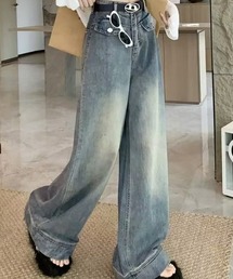 ワイドデニムパンツ ハイウエスト