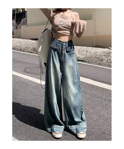 shoppinggo(ショッピングゴー)の「ワイドデニムパンツ ハイウエスト(デニムパンツ・レディース・ブルー・M)」の14枚目の写真
