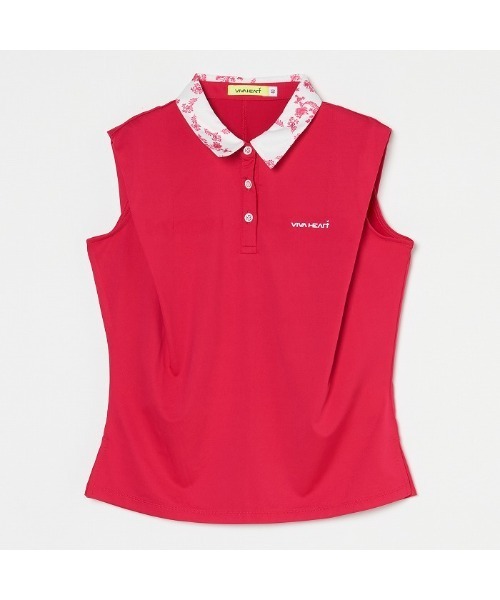 VIVA HEART(ビバハート)の「【VIVA HEART/GOLF】ボタニカル高機能ベア天 ノースリーブシャツ(シャツ/ブラウス・レディース・ネイビー/ホワイト/ピンク・40)」の9枚目の写真