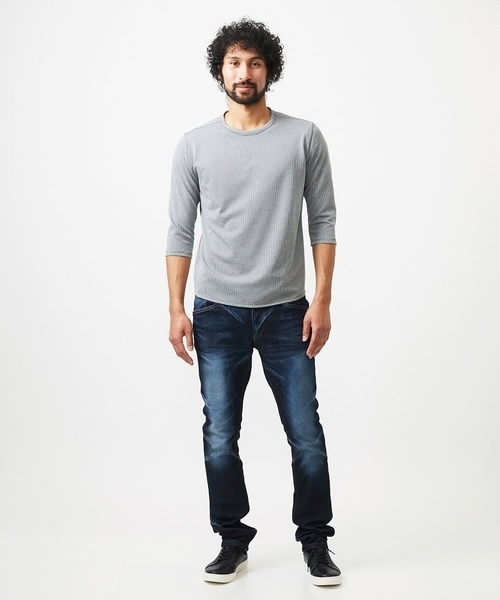 MICHEL KLEIN HOMME (ミッシェルクランオム)の「《日本製》七分袖カットソー(Tシャツ/カットソー・メンズ・ライトグレー/ネイビー・MEDIUM/LARGE/X-LARGE)」の3枚目の写真