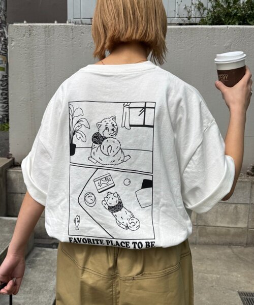 セール】【DOGS】ユニセックスアニマル刺繍ロゴ半袖TEE（Tシャツ