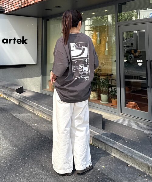 DOGS】ユニセックスアニマル刺繍ロゴ半袖TEE（Tシャツ/カットソー