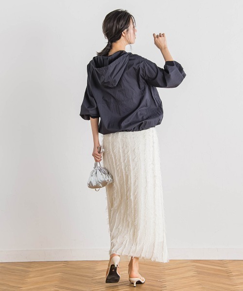 Droite lautreamont（ドロワットロートレアモン）の「ECOエアーナイロンアノラックパーカー≪洗濯機で洗える≫（ブルゾン・レディース・ネイビー/オフホワイト・M）」の10枚目の写真