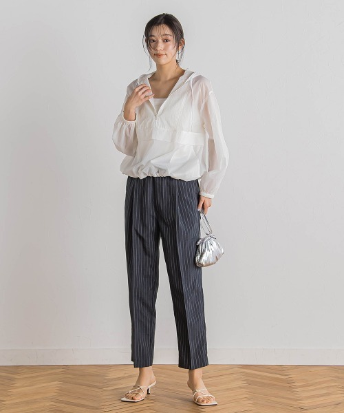 Droite lautreamont（ドロワットロートレアモン）の「ECOエアーナイロンアノラックパーカー≪洗濯機で洗える≫（ブルゾン・レディース・ネイビー/オフホワイト・M）」の21枚目の写真