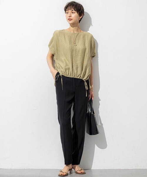 23区 L(ニジュウサンクオオキイサイズ)の「【SLOW/一部店舗限定】ナチュラルピケワッシャー ブラウス(シャツ/ブラウス・レディース・アイボリー系/ダルブルー系/モスグリーン系・46/44)」の5枚目の写真