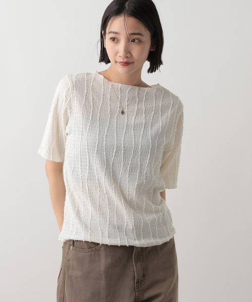 LOWRYS FARM（ローリーズファーム）の「ジャガードフリンジ５Ｓ　 495079（Tシャツ/カットソー・レディース・ブラック/ホワイト/ブルー・FREE）」の15枚目の写真