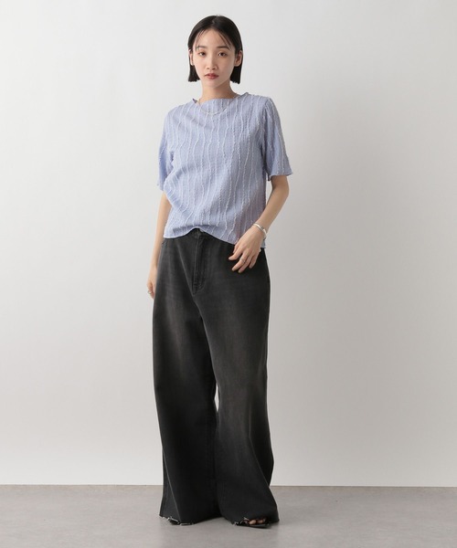 LOWRYS FARM（ローリーズファーム）の「ジャガードフリンジ５Ｓ　 495079（Tシャツ/カットソー・レディース・ブラック/ホワイト/ブルー・FREE）」の10枚目の写真