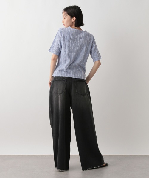 LOWRYS FARM（ローリーズファーム）の「ジャガードフリンジ５Ｓ　 495079（Tシャツ/カットソー・レディース・ブラック/ホワイト/ブルー・FREE）」の8枚目の写真