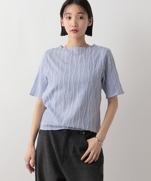 LOWRYS FARM（ローリーズファーム）の「ジャガードフリンジ５Ｓ　 495079（Tシャツ/カットソー・レディース・ブラック/ホワイト/ブルー・FREE）」の7枚目の写真