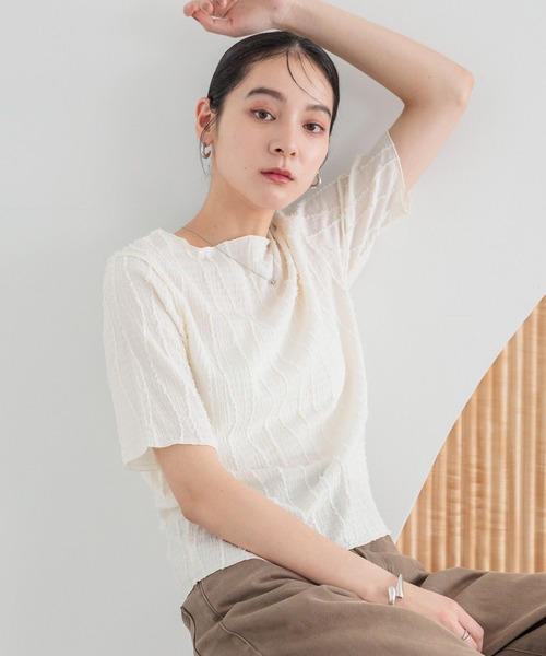 LOWRYS FARM（ローリーズファーム）の「ジャガードフリンジ５Ｓ　 495079（Tシャツ/カットソー・レディース・ブラック/ホワイト/ブルー/ブルー系その他4・FREE）」の21枚目の写真