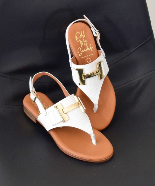 inter-chaussures（インターショシュール）の「【Oh my Sandals】ラウンドトウオーナメントトングサンダル(E52202)（サンダル・レディース・ブラック/ブラウン/ホワイト/シルバー・39/38/36/35/37）」の2枚目の写真