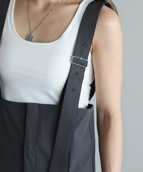 新品　ボンジュールサガン【撥水・接触冷感・UVカット】ハイウエストサロペット 撥水・接触冷感・UVカット】ハイウエストサロペット（サロペット