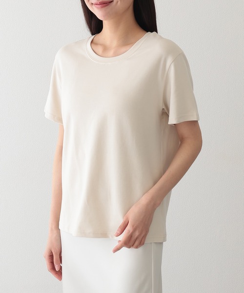 Lace Ladies(レースレディース)の「クルーネック ベーシック 半袖 Tシャツ カットソー(Tシャツ/カットソー・レディース・ベージュ/グリーン/グレー/アイボリー/ブラック・FREE)」の4枚目の写真