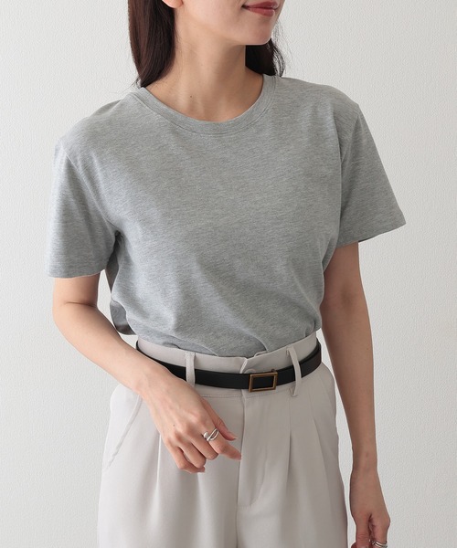 Lace Ladies(レースレディース)の「クルーネック ベーシック 半袖 Tシャツ カットソー(Tシャツ/カットソー・レディース・ベージュ/グリーン/グレー/アイボリー/ブラック・FREE)」の3枚目の写真
