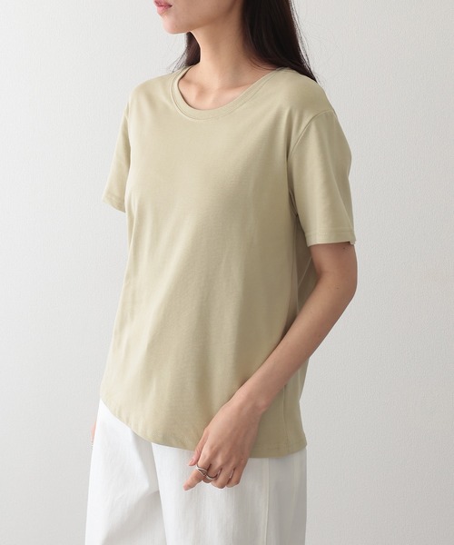 Lace Ladies(レースレディース)の「クルーネック ベーシック 半袖 Tシャツ カットソー(Tシャツ/カットソー・レディース・ベージュ/グリーン/グレー/アイボリー/ブラック・FREE)」の5枚目の写真