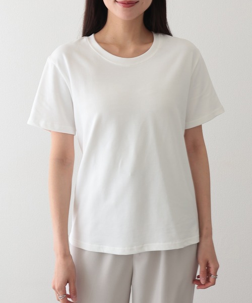 Lace Ladies(レースレディース)の「クルーネック ベーシック 半袖 Tシャツ カットソー(Tシャツ/カットソー・レディース・ベージュ/グリーン/グレー/アイボリー/ブラック・FREE)」の2枚目の写真