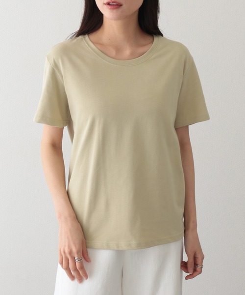 Lace Ladies(レースレディース)の「クルーネック ベーシック 半袖 Tシャツ カットソー(Tシャツ/カットソー・レディース・ベージュ/グリーン/グレー/アイボリー/ブラック・FREE)」の16枚目の写真